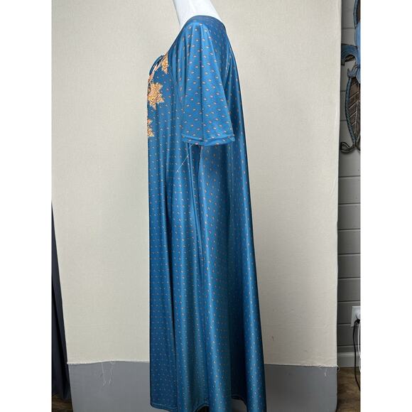 Only Necessities 18/20 Blue Zip Up Floral Paisley House Dress Muu Muu. - Picture 10 of 16